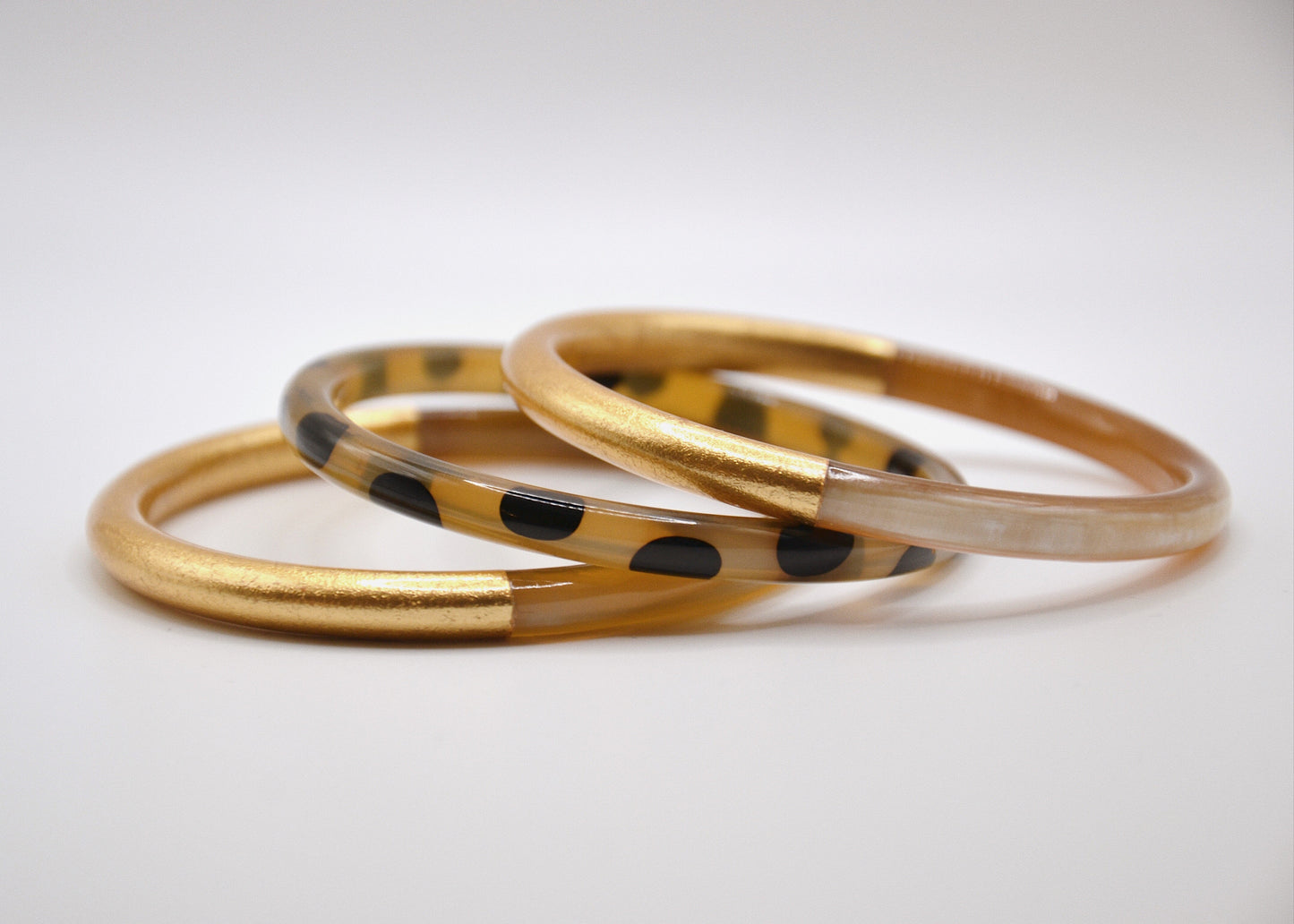 LOT JONC CORNE : 2 DORÉ / 1 LÉOPARD ÉPAIS