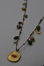 Collier sautoir charms rouge